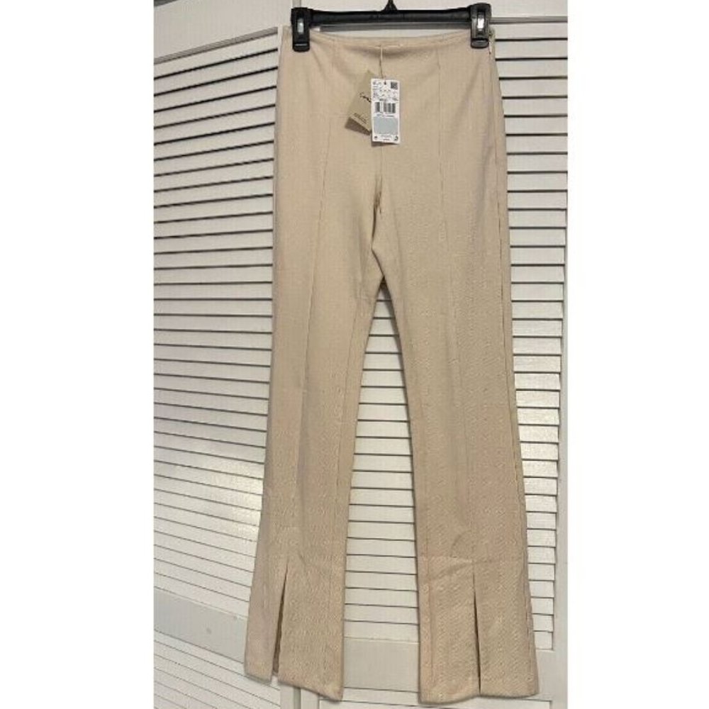 Mango, MNG, Women's Slit hem pants, XS, Light Beige, New with Tags